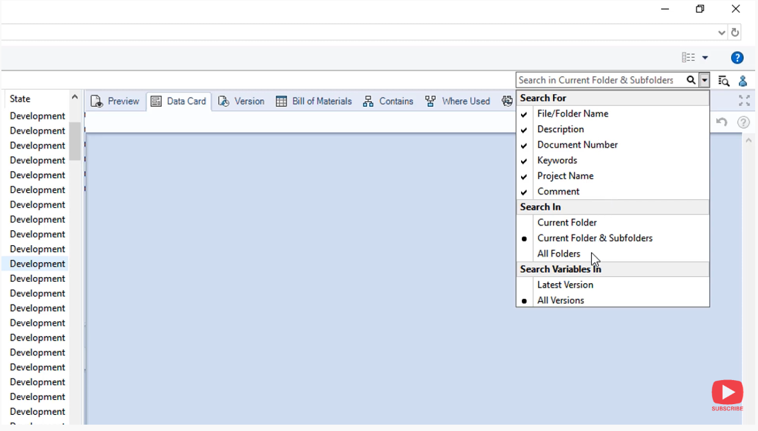 What's New in SOLIDWORKS PDM 2020 - Search:
